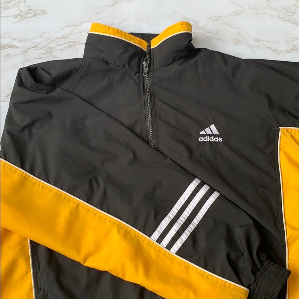 Vintage Adidas Sports Jacket, Black & Yellow